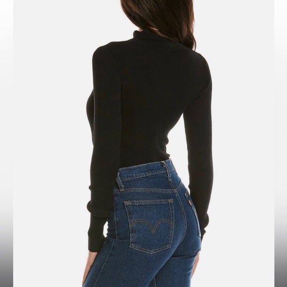 BARDOT Rosario Long Sleeve Front Cutout Knitted Black Bodysuit Medium - Picture 2 of 7